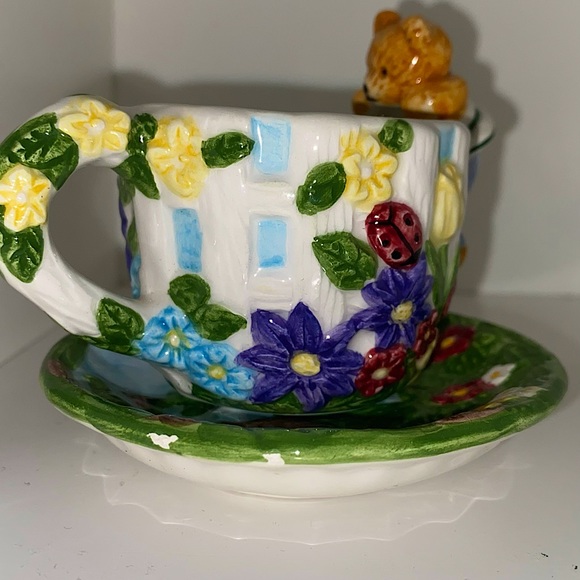 Vintage 3 Piece Ceramic Teddy Bear Tea Set 1999 - Antique - Collectable - Picture 3 of 11